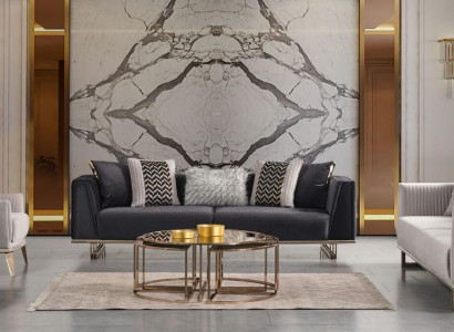 Sofagarnitur Couchgarnitur Dreisitzer Sessel Grau Stoffsofa Set 3tlg